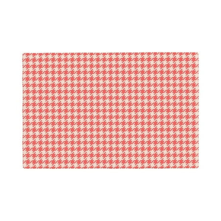 

Placemats Set of 4 Houndstooth With Red And White Heat Resistant Non - Slip Place mats Waterproof table mat for Kitchen Dining-6片装