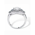 thumbnail image 2 of PalmBeach Jewelry 3.26 TCW Round Cubic Zirconia Art Deco-Inspired Halo Ring in Platinum-plated Sterling Silver, 2 of 5