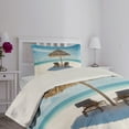 thumbnail image 4 of Ambesonne Ocean Quilted Coverlet 2 Pcs, Zanzibar Eastern Scenery, Twin Size, Turquoise Cream, 4 of 5
