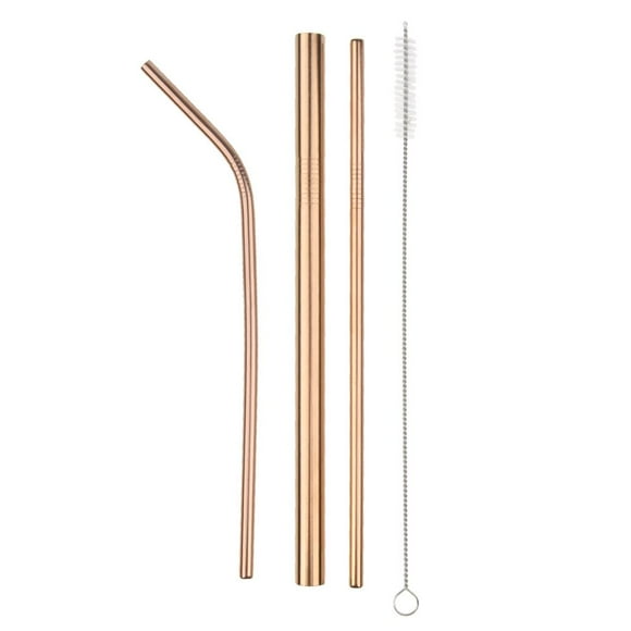 4 Piezas De Reutilizables de material acero Inoxidable Y Cepillo De Limpieza Utilizado Con Tarros De Albañil, , , Frío Bronce shamjiam Conjunto de pajitas de acero inoxidable