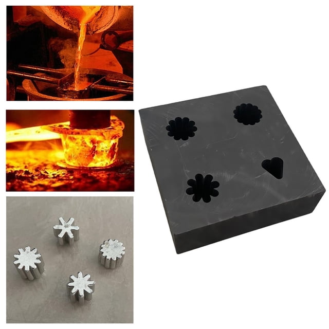 Molde de lingote de grafito 4 Forma de flor Refinación de metal para piezas de de latón de zinc modelo 2 Hugo Crisol de fusión de grafito