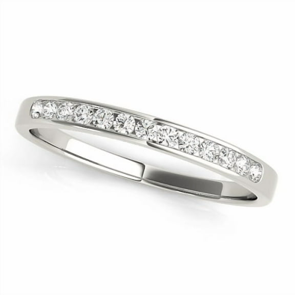0.20 Carat Round Diamond Wedding Band In 10K Solid White Gold