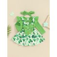 thumbnail image 3 of St. Patrick's Day Baby Girl Outfit 3 6 9 12 18 Months Long Sleeve  one-piece  Romper Lucky Clover Suspender Skirt Headband 3Pcs Clothes Set, 3 of 8