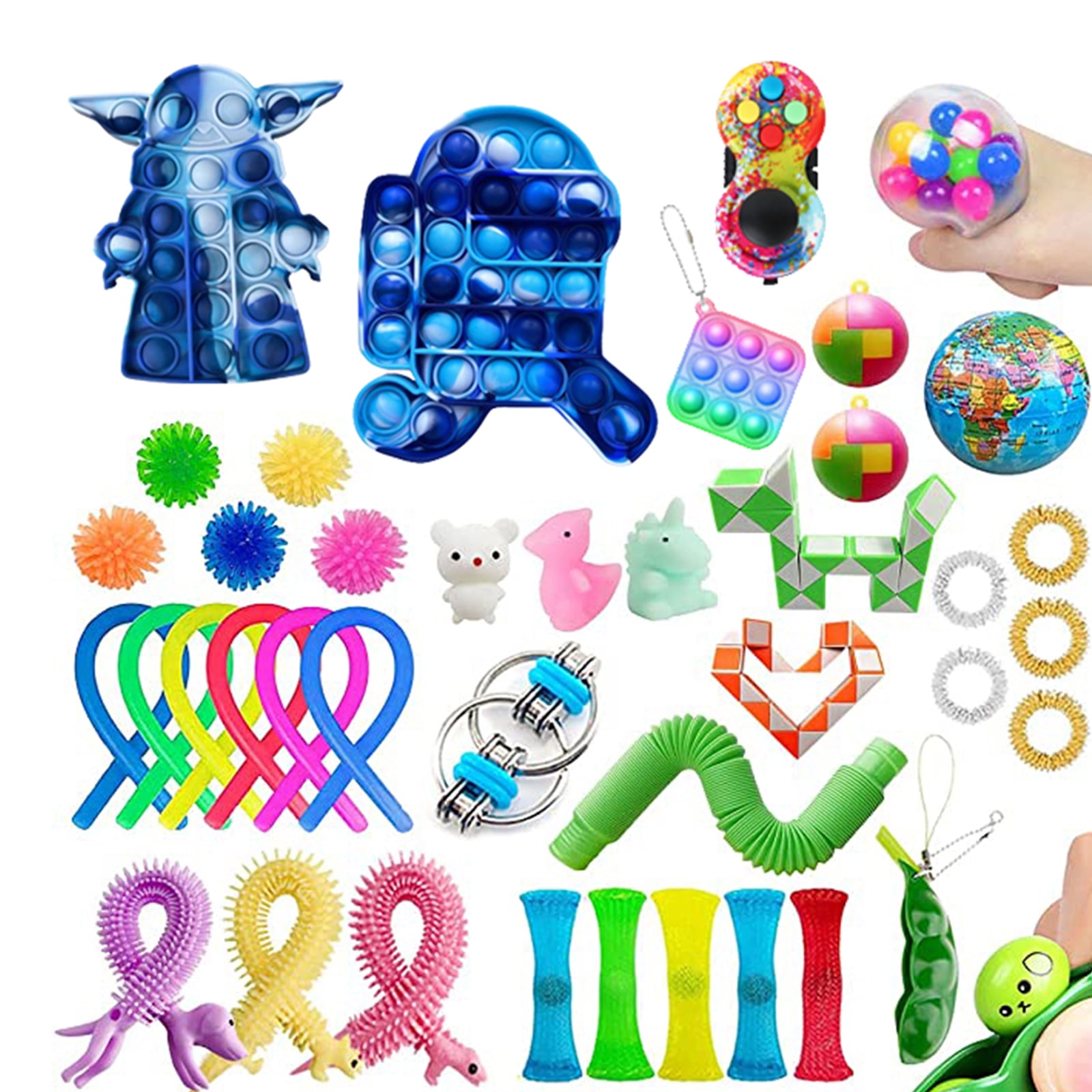 40Pcs TIK Tok Fidget Toys Set,Cheap Sensory Fidget Toys Push Bubble Pop Toy Kit Stress Anxiety