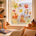 thumbnail image 6 of Halloween Sale Clearance!Fall Decorations, Thanksgiving Window Clings Fall Harvests Decorations Autumns Maple Leaf Squirrels Hedgehog Statics Stickers Reusable Double Sided PVC Decals For Glass Door, 6 of 6