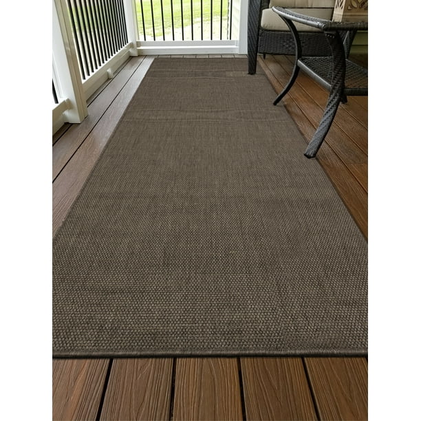 Ottomanson Jardin Collection Natural Solid Design Indoor/Outdoor Jute