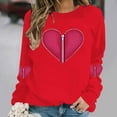 thumbnail image 4 of dazeni Valentine's Sweatshirt for Women Cute Love Heart Blouse Casual Long Sleeve Valentine Tshirt Fashion Clothes Tops Red Large, 4 of 6