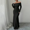 thumbnail image 3 of Aellinatey Women's Long Sleeve Off The Shoulder Bodycon Dress Elegant Maxi Dress Cocktail Prom Dresses, 3 of 7