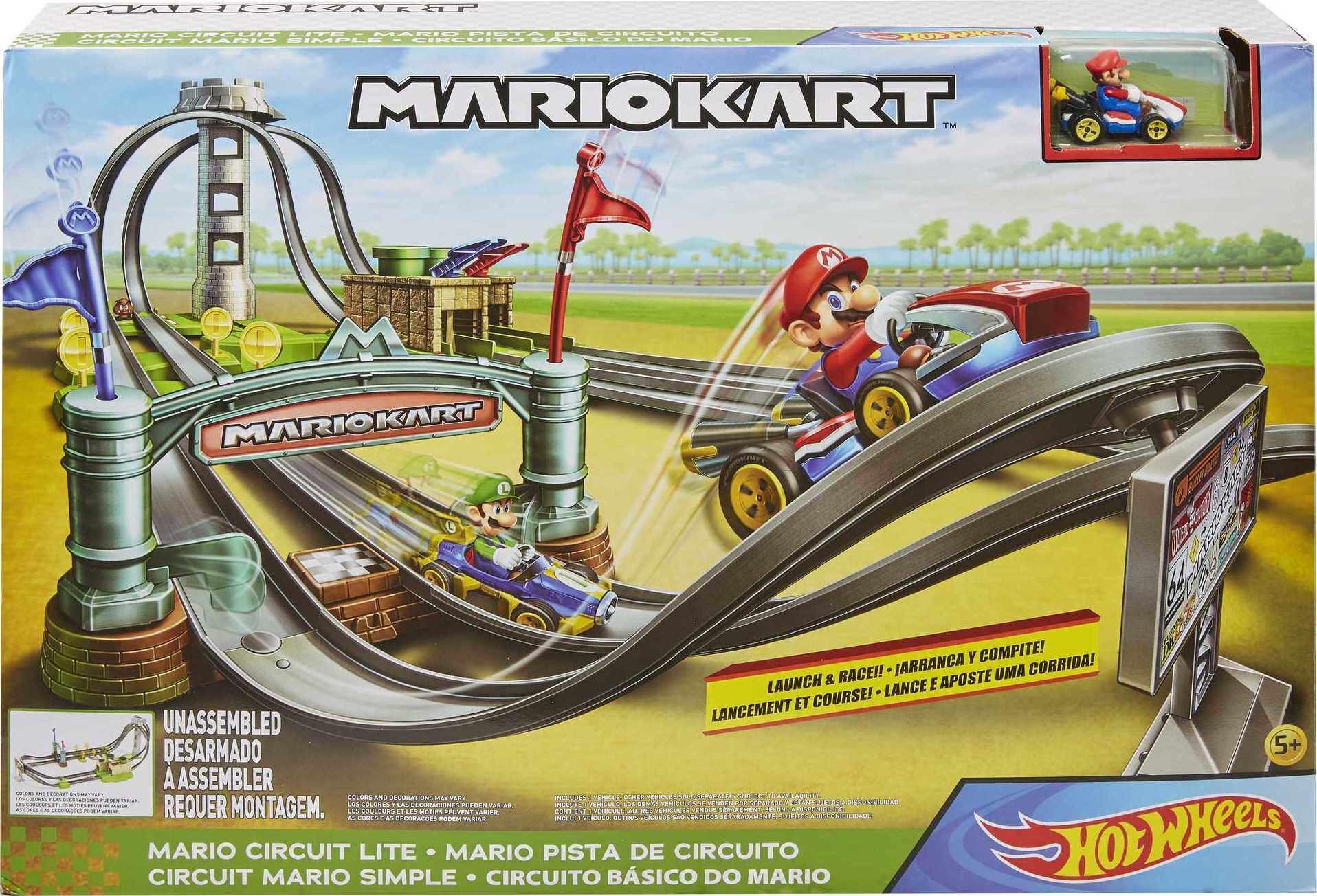 Hot Wheels Mario Kart Circuit Lite Track Set with 1:64 Scale Toy Die-Cast Kart Vehicle & Launcher - image 7 of 7