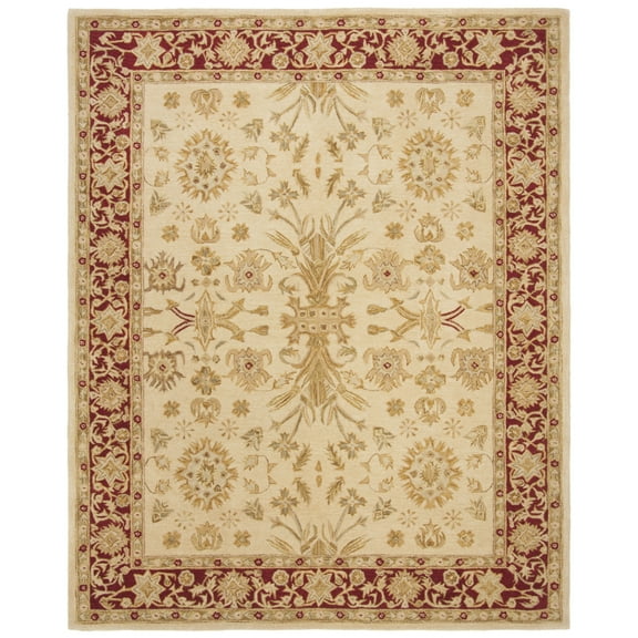 SAFAVIEH Anatolia Simon Traditional Wool Area Rug, Ivory/Red, 9' x 12'