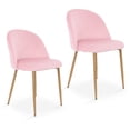 thumbnail image 1 of Sillas de Comedor de Terciopelo con Patas de Acero Acabado Tipo Madera Estilo Moderno - Sillas de Comedor Tapizadas Minimalista con Relleno Suave Set 2 Piezas Rosa, 1 of 5