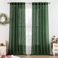 thumbnail image 1 of Cortinas MIULEE de lino semitransparente, 104 x 305 cm, color verde esmeralda, 1 of 7