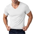 thumbnail image 2 of Agkizg Men Compressions Ice Silk T Shirts, V Neck Short Sleeve Solid Seamless Tops High Stretch Quickly Dry Athletic Tees for Gym Workout Outdoor Running Summer Undershirts, 2 of 6