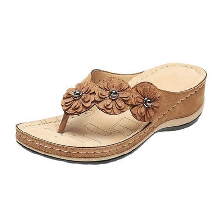 

Ladies Sandals Sandals for Women Sale Clearance Orthotic Flip Flops Post Thong Mules Summer Flat Slippers Low Wedge Heel Comfy Beach Slides Arch Support Shoes