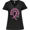 thumbnail image 3 of Inktastic Breast Cancer Awareness Rainbow Ribbon with Hearts Women's Plus Size V-Neck T-Shirt, 3 of 5
