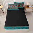 thumbnail image 4 of jejeloiu Boho Tribal Zipper Twin Comforter Sets with Fitted Sheet and 2 Pillowcases,Aztec Pattern Zipper Bedding Set For Boys,Teal Brown Black,Black Reversible,4 Pieces, 4 of 7