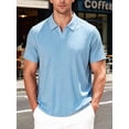 thumbnail image 4 of Mens Casual Shirt Summer Short Sleeve Vacation Button Beach Knit Stretchy Golf Shirts Light Blue S, 4 of 7