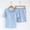 Blue, variant on Womens Cotton Pajamas Sets Short Sleeve with Pockets Gray Ruffle Trim Bow Sleepwear Lounge Set,Size XL