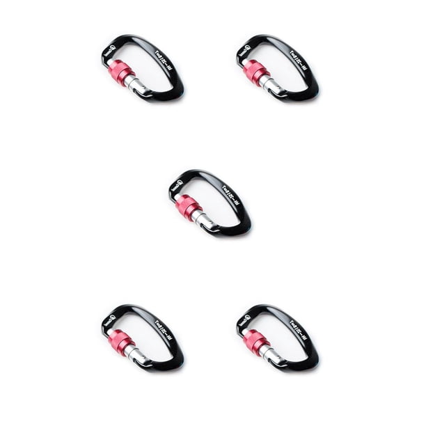 Eigraketly Mosquetón de seguridad Accesorio de escalada resistente profesional Accesorios de bloqueo Hebilla protectora para proteger el cuerpo Negro+Rojo 5Conjunto