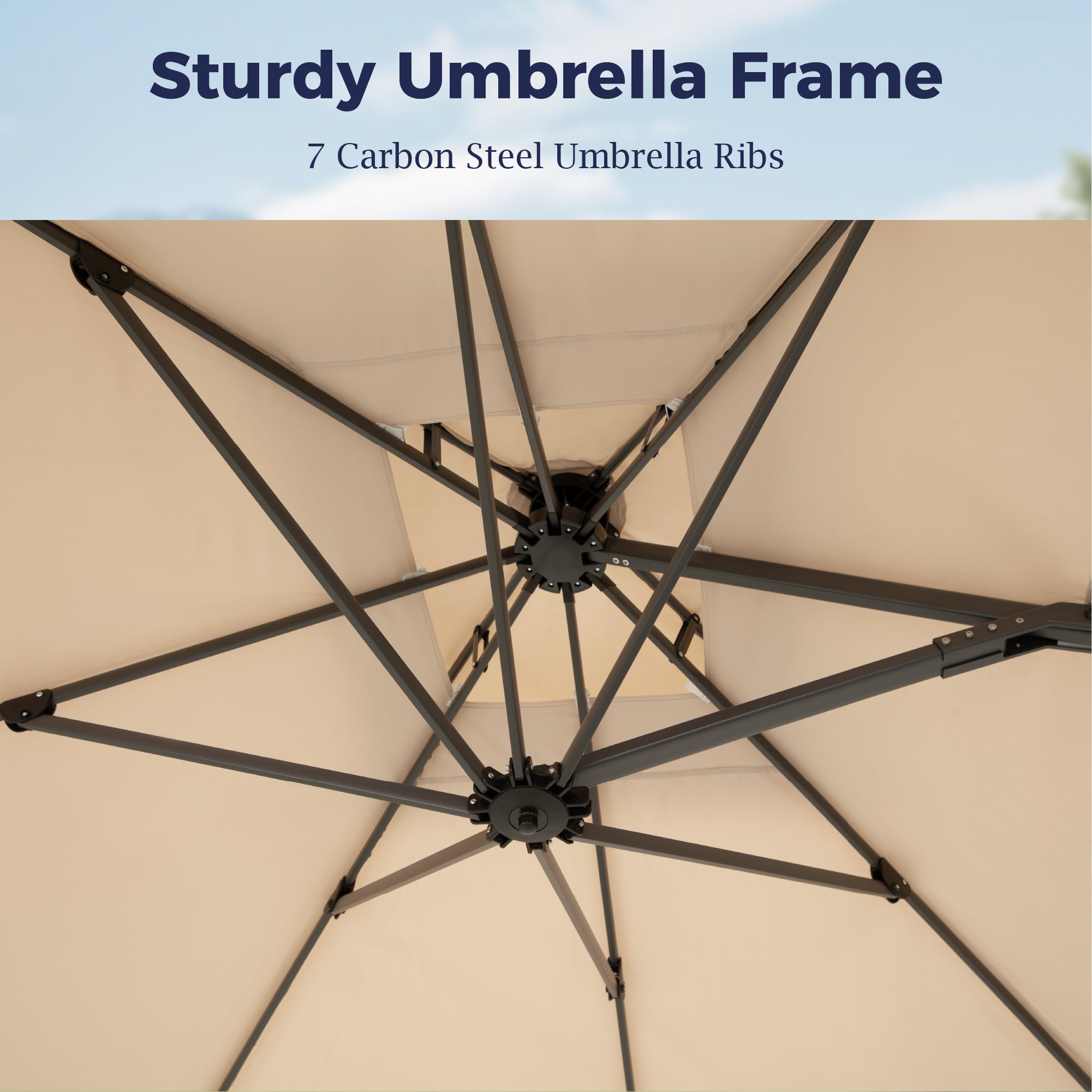 Alpha Joy 13x10ft Beige Offset Cantilever Patio Umbrella with 360° Rotation for Outdoor Use