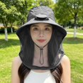 thumbnail image 4 of Byfri Mosquito Net Sun Hat with Solar Fan Wide Brim Fishing Hat for Outdoor Camping Dark Gray 58-60cm, 4 of 7