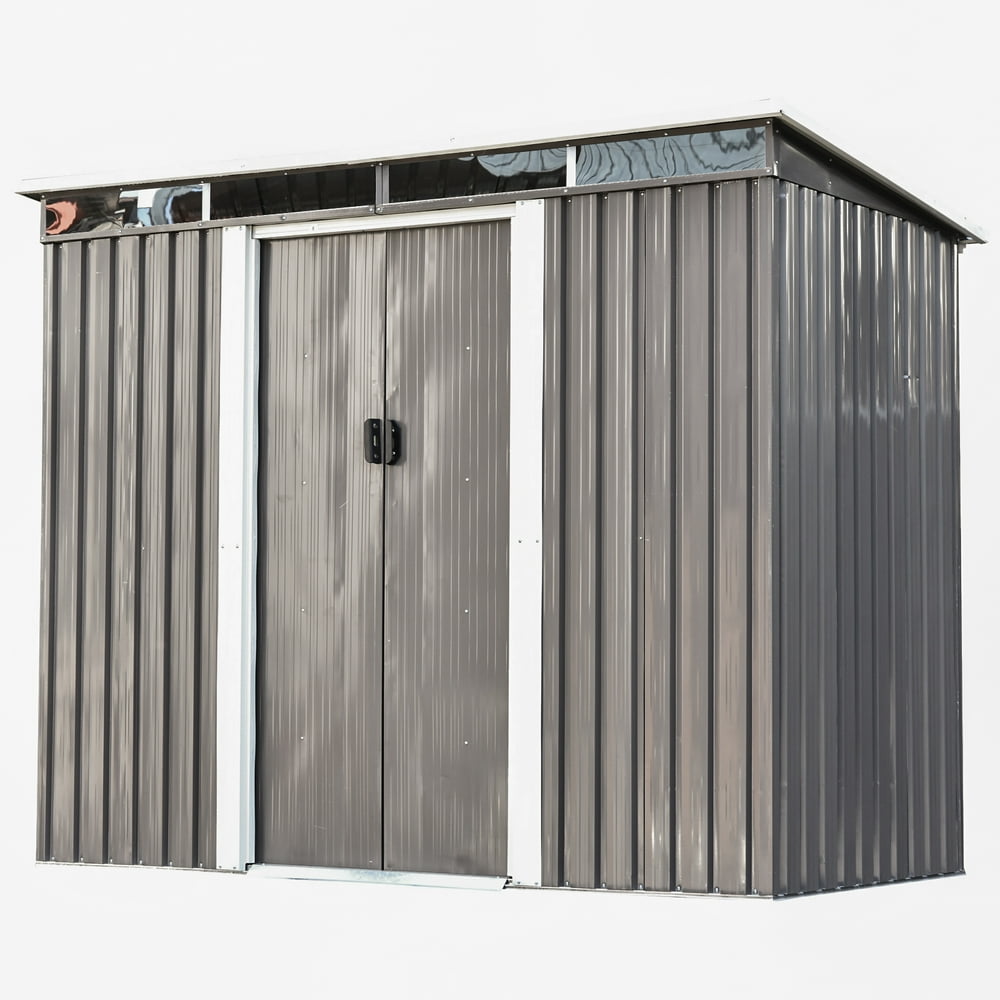 outsunny 4' x 8' outdoor metal garden shed utility tool