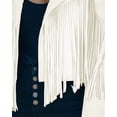 thumbnail image 5 of utcoco Women's Fashion Notched Collar Open-Front Fringed Performance Moto Faux Suede Leather Crop Jacket Coat, 5 of 6