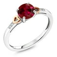 thumbnail image 2 of Gem Stone King 925 Sterling Silver and 10K Rose Gold Red Created Ruby and Diamond Engagement Ring (1.55 Cttw, Round 7MM, Size 8), 2 of 6