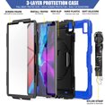 thumbnail image 4 of Dteck Screen Protector Case for iPad Pro 5th Generation 12.9-inch 2021,Shockproof Rubber Armor 3-Layer Protection Case Hybrid Stand Cover with Adjustable Shoulder/Hand Strap,Black+Blue, 4 of 7
