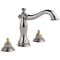 Delta Cassidy Two Handle Widespread Bathroom Faucet - Less Handles, Polished Nickel