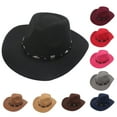 thumbnail image 2 of UDIYO Bowler Hat with Belt Buckle Western Style Love Top Broadside Wide Brim Head Protection Cowboy Dress Up Hats for Party, 2 of 8