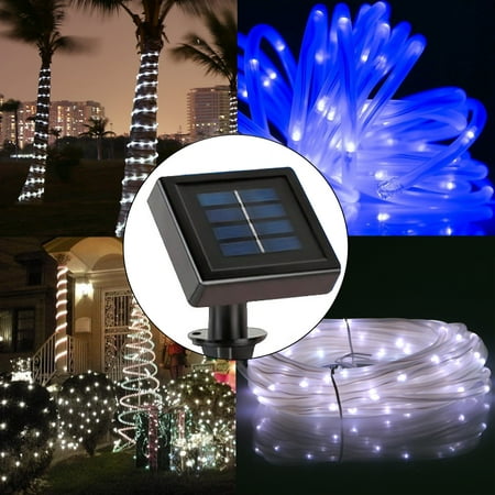 Blue Outdoor String Light TSV 33Ft Solar Powered 100 Blue LEDs String Fairy Tree Light Outdoor Wedding Party Xmas ()