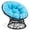 Black Rattan Blue Cushion, variant on LOGYAT Wicker Papasan Circle Chair, 360° Swivel Chair, 37" Living Room Chair, Indoor Outdoor Rattan Chair with Thick Cushion, Ideal for Teenagers,Black Rattan with Dark Grey Cushion