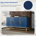 thumbnail image 4 of EUROCO 59.8" Retro Sideboard Storage Buffet Cabinet, wooden Buffet Cabinet with 4 doors, 2 Adjustable Shelves, Rectangular Metal Handles and Legs for Kitchen, Living room, and Dining Room, Navy, 4 of 8