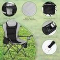 thumbnail image 3 of Heavy Duty Camping Chair for Adults with Cooler Bag, Cup Holder & Storage Pockets - 380 lbs Capacity Portable Folding Outdoor Chair, 3 of 7