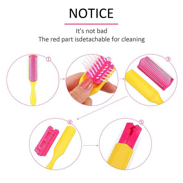 9 filas desenredar cepillo para el cabello salón de peluquería cuero cabelludo masajeador recto rizado peine mojado