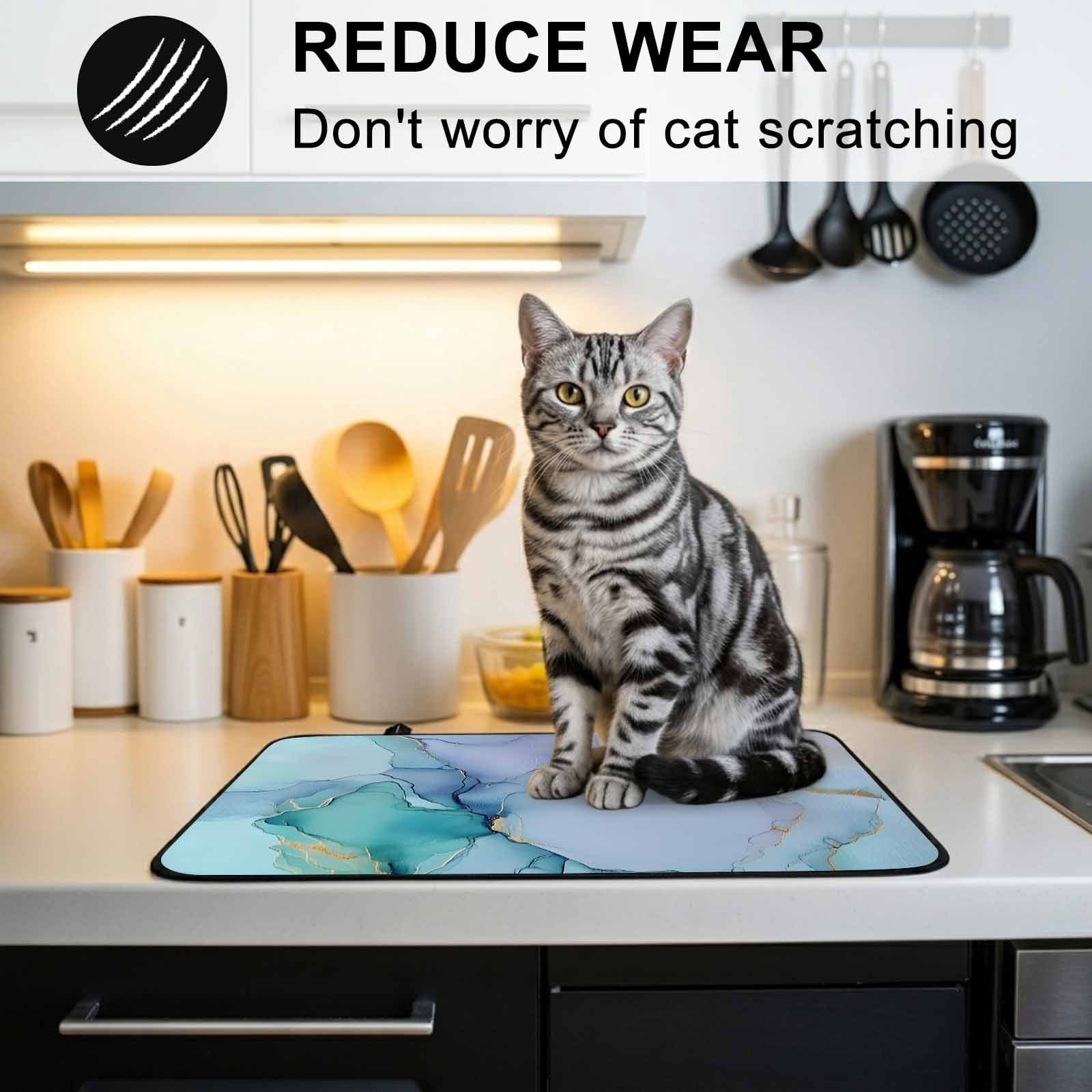 Teal Stove Top Cover for Electric Stove, Heat-proof & Non Slip Glass Top Stove Cover Protector, Abstract Modern Marble Ink Painting Art Kitchen Flat Cooktop Rubber Mat 24x21 Inches