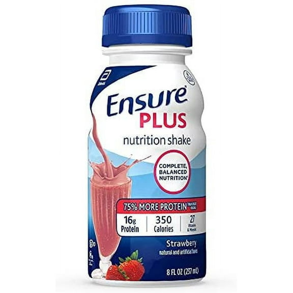 Ensure Plus Nutrition Shakes, 8oz Bottles, Strawberry 57269 (Case of 24)