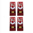 thumbnail image 2 of Sunjoy Tech 4Pcs Christmas Cutlery Bag Santa Claus Belt Red Black Plaid Rectangle Reusable Dining Table Decoration Xmas Tableware Utensil Cutter Fork Holder Pouch, 2 of 7