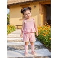 thumbnail image 4 of BemeyourBBs Boho Toddler Baby Girl Summer Clothes Little Baby Girl Beach Outfits Cute Crochet Flower Sleeveless Spaghetti Strap Tank Vest Tops and Shorts Sets, 4 of 9