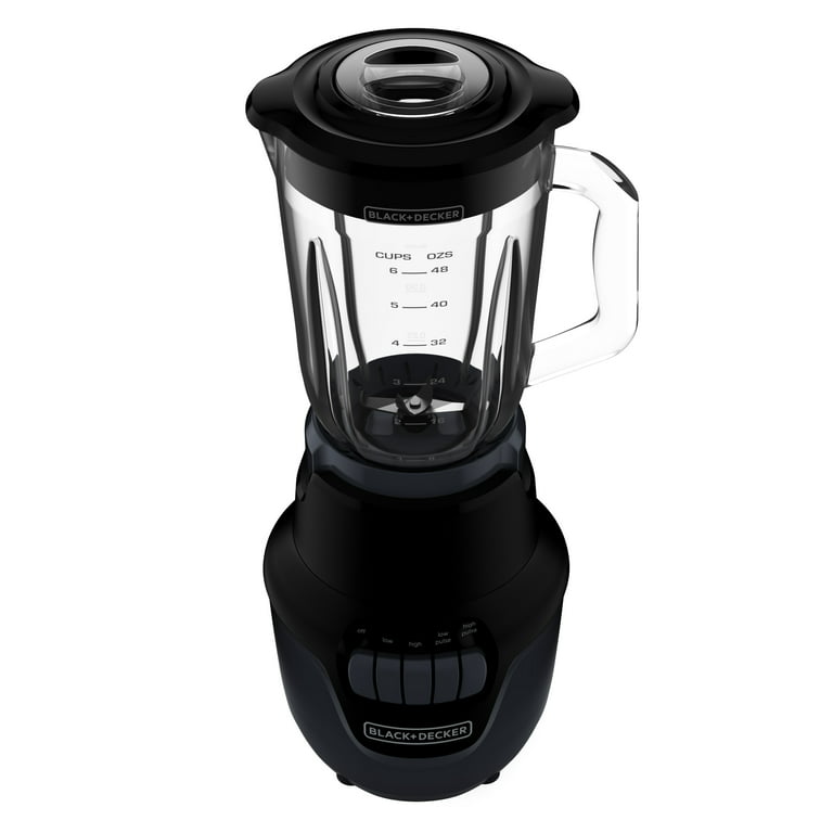 BLACK + DECKER Performance Helix™ Blender, 800 Watts, 48 Oz (6-cup) Perfect  Pour Glass Blending Jar, Black & Gray, BL1600BG-1 