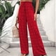 thumbnail image 3 of Pantalones Pantalones largos casuales para mujer, cómodos pantalones palazzo, pantalones elásticos de cintura alta para desplazamientos Ygjytge Rojo T S para Mujer, 3 of 6