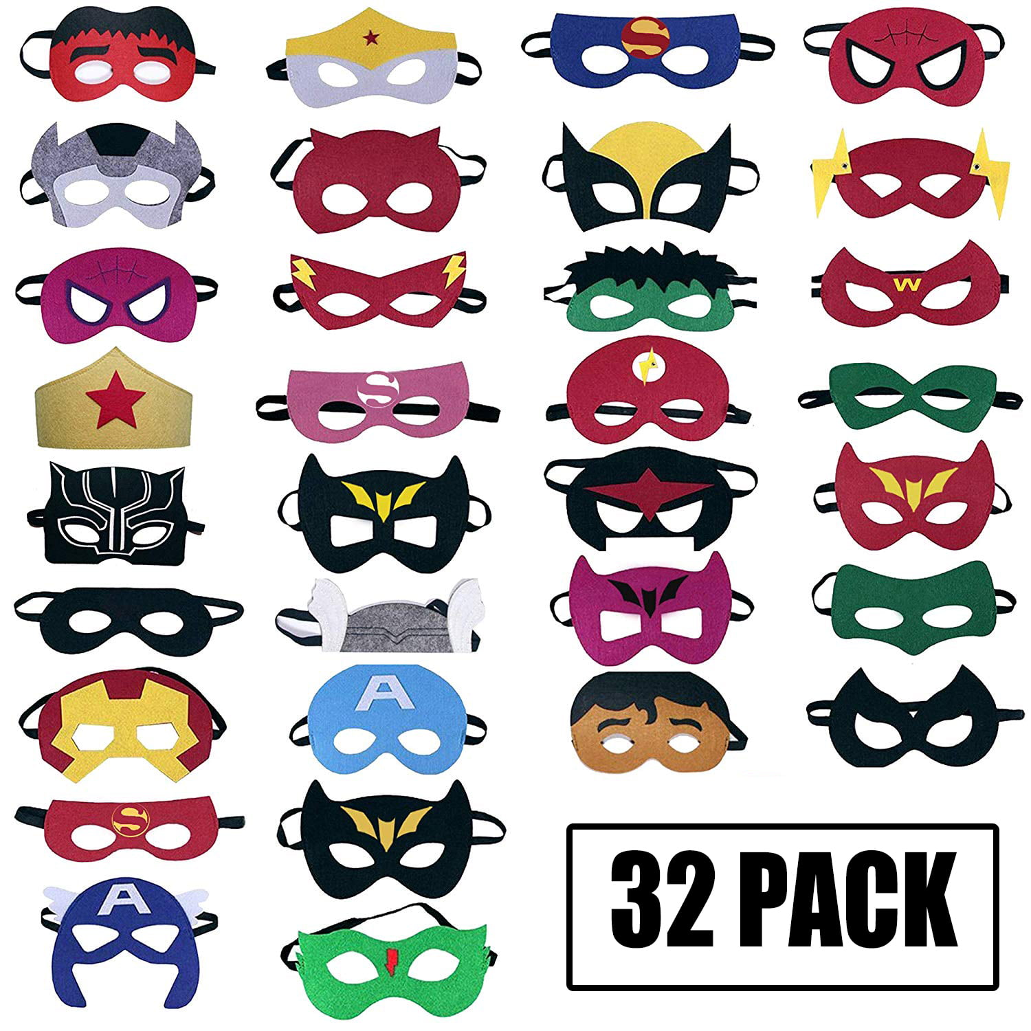 Superhero Masks Party Favors for Kid Superheroes Birthday Party Masks Felt and Elastic 31 Packs 