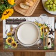 thumbnail image 4 of Yellow Sunflowers Placemats Set of 6, Western Star Farmhouse White Wooden Placemats for Dining Table, Place Mats for Kitchen Tabletop, Waterproof Wipeable Dining Table Mats Set, 4 of 9