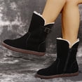 thumbnail image 5 of asdoklhq Womens Boots Clearance Under $20,Round Head Car Stitching Snow Boots Belt Buckle Side Zipper Winter Boots, 5 of 7