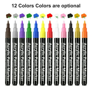 YUANCHENG Metallic Marker Pens, Set of 12 Colors Fine Point Metallic Marker Pens for Black Paper, Rock Painting, Easter Egg, Halloween Pumpkin, Card