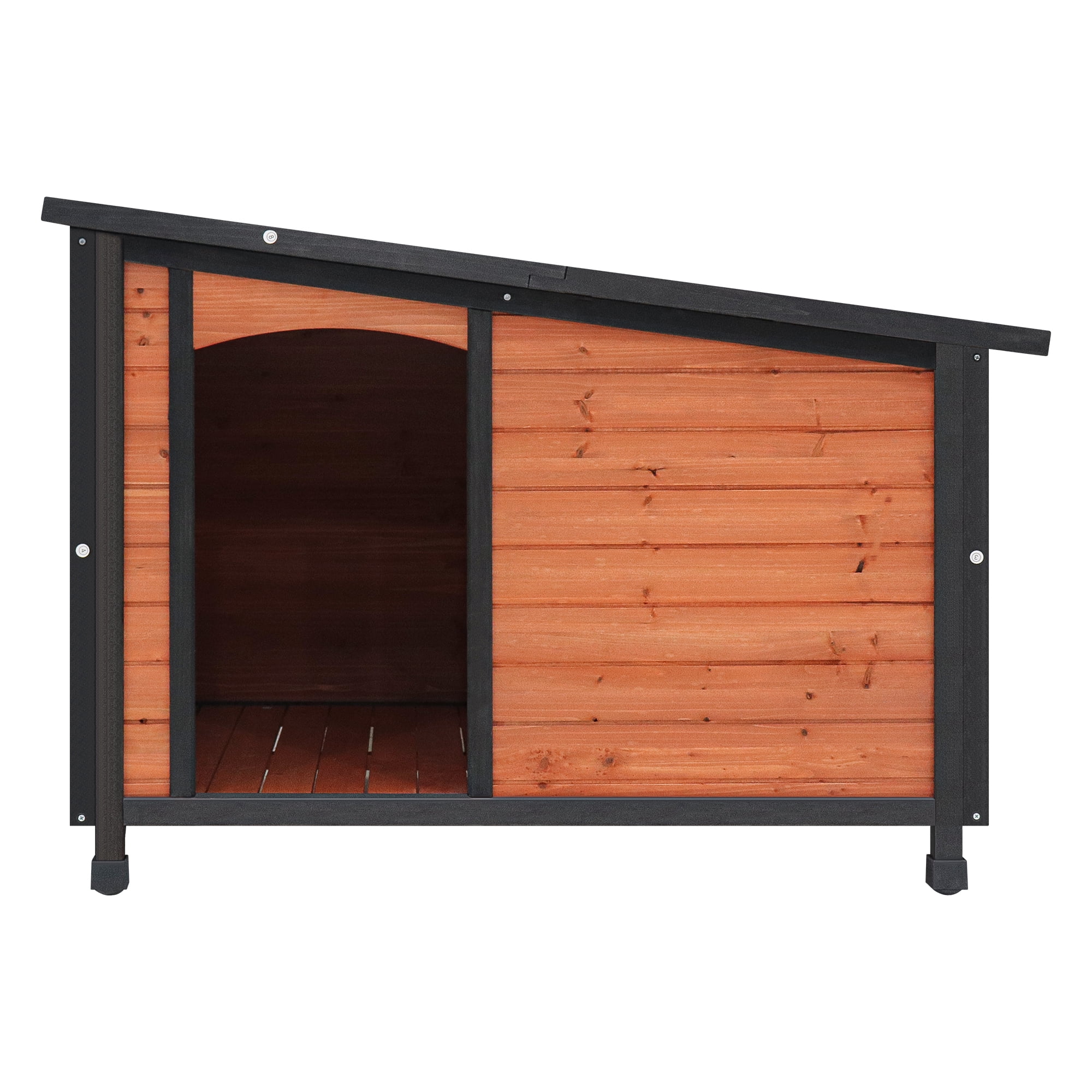 Pefilos 46" Wood Dog House for Large Dogs with PVC Roof and Removable Floor Outdoor Weatherproof Pet Cat House, Gold Pefilos 46" Wood Dog House for Large Dogs with PVC Roof and Removable Floor Outdoor Weatherproof Pet Cat House, Gold