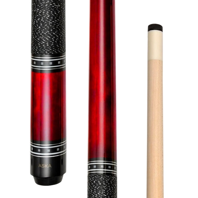 ASKA L9 Dark Red 48" Short Pool Cue Stick - 14oz Canadian Maple, Irish Linen Wrap, 2-Piece