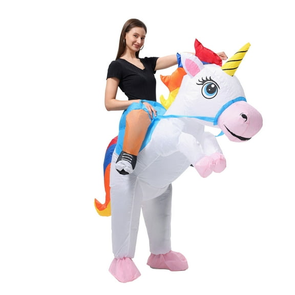 PTS Inflatable Ride On Unicorn Costume for Adult, Funny Blow up Inflatable costumes Halloween Costume Cosplay Party