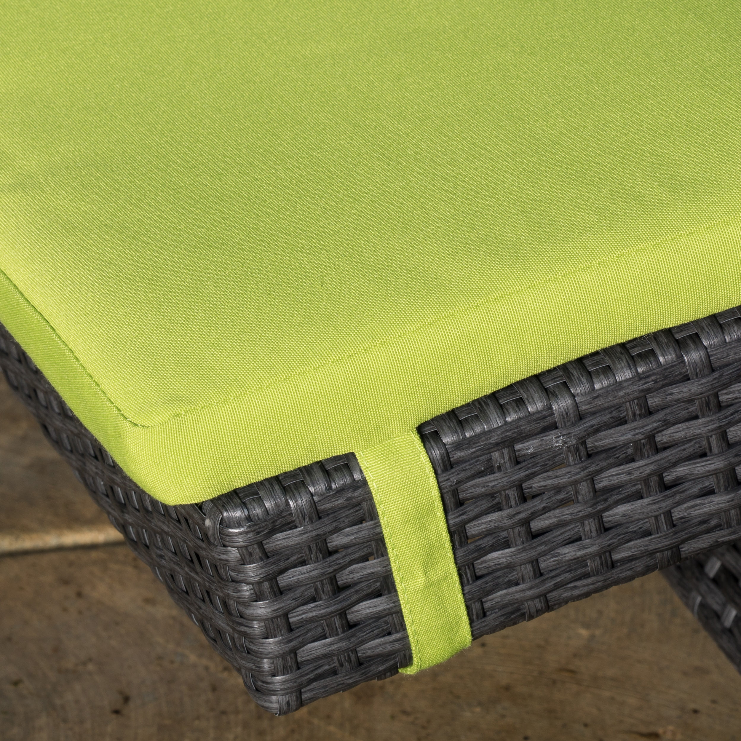 Anthony Outdoor Wicker Adjustable Chaise Lounge with&nbsp;Cushion, Grey, Green
